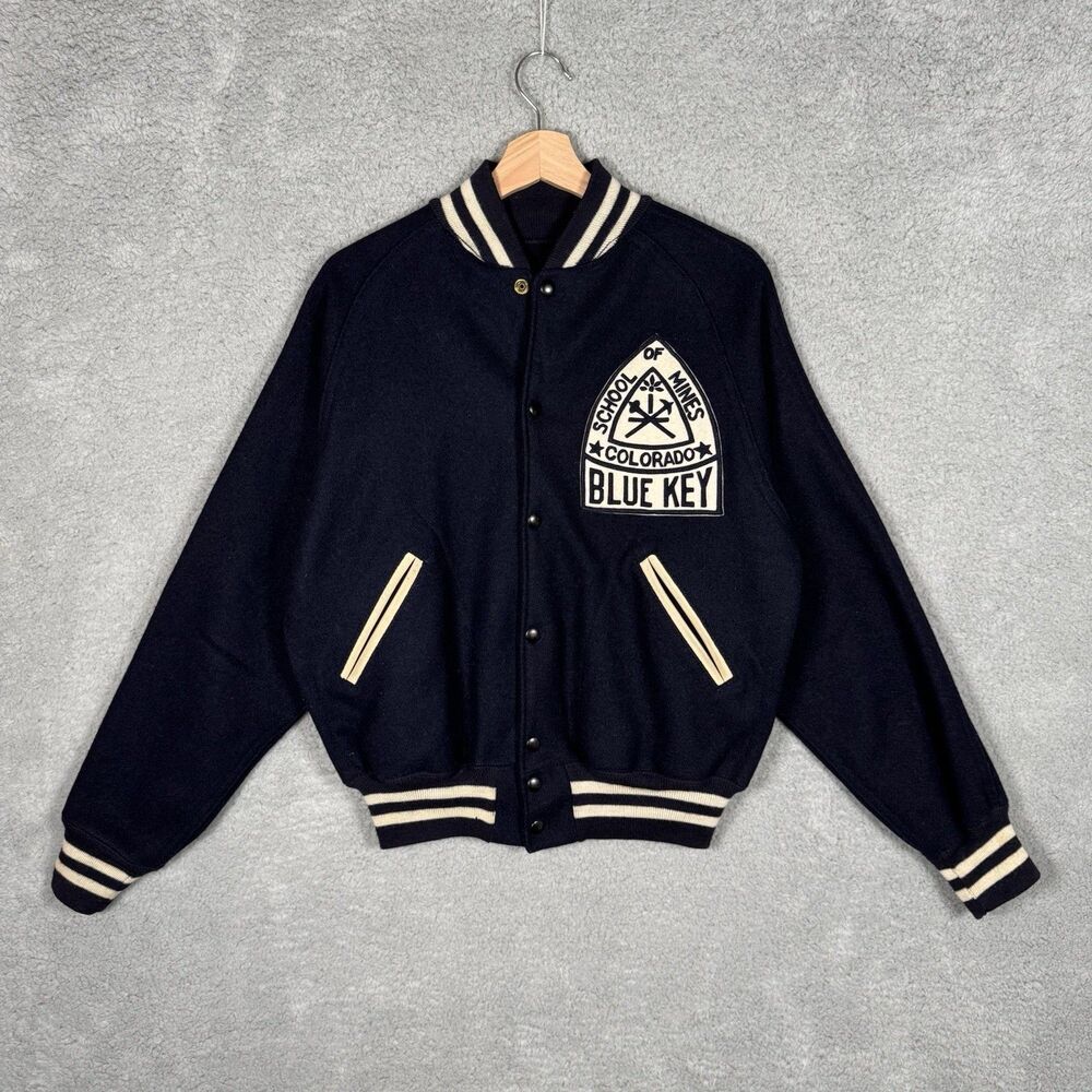 Vintage 1940s–50s Colorado School of Mines Varsity Jacket Blue Key Honor Society